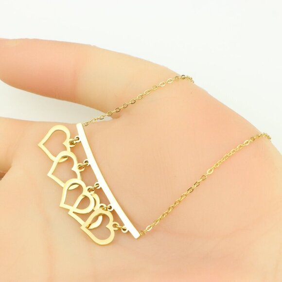 Yellow Gold Heart Charm Necklace with Adjustable Chain, XPNL0356 - Picture 3 of 11